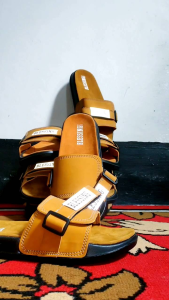 Sandal Slide Kulit | Sandal Slop Slip On Kulit Dan Tali Velcro Terbaru Promo