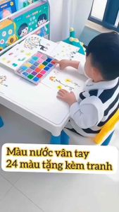 Bộ Tô Màu Vân Tay Cho Bé Vẽ Thỏa Trí Tưởng Tượng Gồm 24 Màu Và 32 Tranh Mẫu Ngộ Nghĩnh Đáng Yêu.