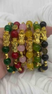 Pi Yao/St.Benedict/Mantra with Multiple Agate Lucky Charm Bracelet