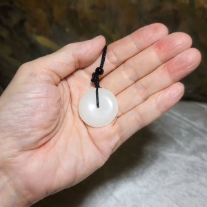 29.5mm Premium White Nephrite Jade Donut pendant [Natural Crystal]