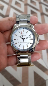 Jam Tangan Pria Keren Rantai Analog Fashion Bisnis Tanggal Aktif Free Box Batrai Cadangan