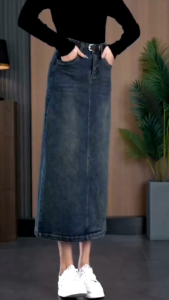 ROK JEANS STREET belah belakangdengan variasi pinggang yang unik