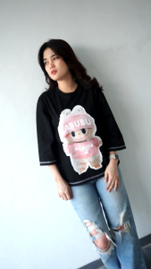 NAMINA - Tshirt Kaos Cewe Labubu Model Outside Jahitan Luar Pakaian Wanita Size M - XXL