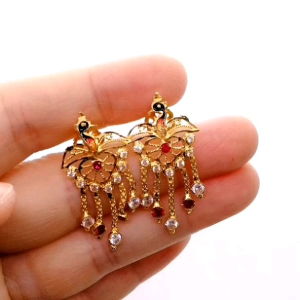 Subang Gantung Peacock Design Indian Emas 916 Yon Hing