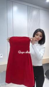 Đầm Nhung Đỏ 3 Món Tách Rời Thiết Kế Trễ Vai Tặng Kèm Choker Váy Dự Tiệc Sang Chảnh QUYN.099