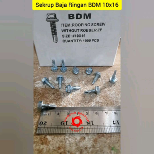 (50 pcs) Sekrup Roofing Putih 10x16 / Baut Baja Ringan 1.5CM