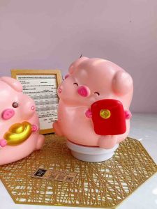 (22x19x19cm) 🧧 Heo Thỏi Vàng Heo Lì Xì Tết - Mã SP 056 Heo đất Happy New Year chất liệu thạch cao decor rất đẹp