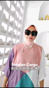 Setelan Cargo Rainbow || Setelan cargo wanita kekinian || set cargo muslim wanita