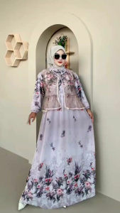gamis motif bhn seruty mix brukat renda ld 110 pb 140