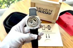 ĐỒNG HỒ NAM CHÍNH HÃNG SevenFriday Q1/03 Automatic White Dial Black Leather For Men