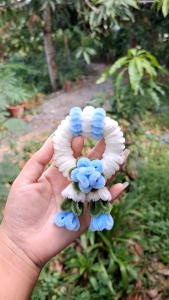 พวงมาลัยลวดกำมะหยี่ สีฟ้า พวงมาลัยจิ๋ว