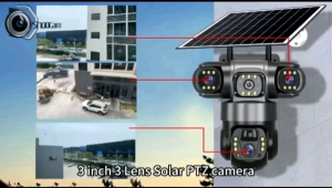 T50 4G 12mp 3 lenses 3 screens wireless camera solar panel home security camera Ptz 360 motion detection webcam 4g V380