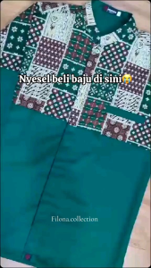 Kemeja Koko Lengan Panjang Hijau Emerald Atasan Baju Koko Batik Muslim Pria