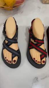 รองเท้าแตะรัดส้นทรงสวมโป้ง GP-02-ดำเทา ดีไซน์ สวม พื้นนุ่ม สาย ลูก เท้า มีสาย พื้นผสม สามารถเปลี่ยนรูปแบบได้ ลูก น้ำ