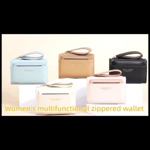 Womens Short Wallet Stylish Zipper Wallet with Card Holder INS Style Color Block Design High End Look Dompet Kecil Wanita Berkompartmen Cantik Elegan