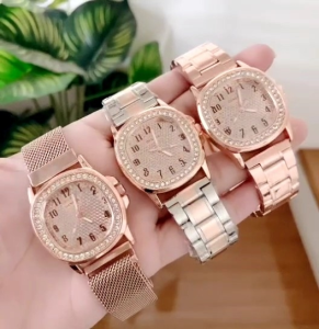 นาฬิกาผู้หญิง geneva เจนนิวา มาใหม่ หน้าตัวเลขสีพิ้งโกลด์มีหลายเเบบให้เลือก