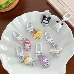 Hộp 7 chiếc Móc khóa cute móc treo balo hoạt hình ngộ nghĩnh kuromi melody hot trend đa năng