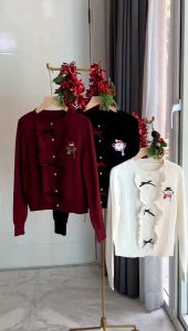 ●ECLAIRE● 043 Cardigan Rajut Knit Longsleeves Pita Ribbon Xmas Natal Christmas Premium 8110