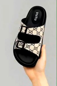 Sandal Flat Wanita Karet Sendal Selop Dua Gesper Terbaru Yutu 2426-1-1H