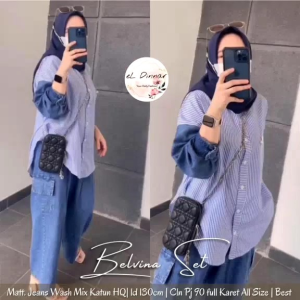 BELVINA SET JUMBO OVERSIZE JEANS WASHED ZARA LENGAN PANJANG WANITA