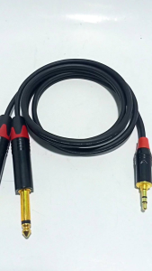 KABEL AUDIO LINKON JEK HAPE KE MIXER JACK AUX 3.5MM TO 2 JACK AKAI 6.5MM PIN GOLD KUALITAS PREMIUM