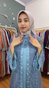 Dress Brukat Malika Full Payet Tangan Terompet Acara Pesta dan Kondangan Gamis Muslim Mewah Size Jumbo