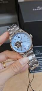 ĐỒNG HỒ NAM CHÍNH HÃNG ORIENT STAR RK-AT0019L Automatic Ice Blue Open Heart Sapphire Silver Stainless Steel For Men