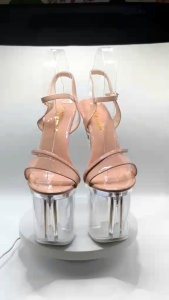 Elegant Pageant Glass Heels 7inches Nude and Black color available size 35-40