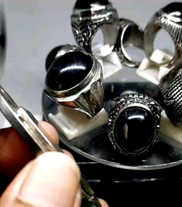 Cincin Batu Badar besi hitam nempel magnet / Cincin batu akik NATURAL JOS