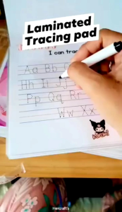 LAMINATED REUSABLE MINI TRACING ACTIVIVITY(MESSAGE FOR KIDS NAME & theme)
