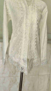 Atasan Kebaya Encim Brokat Putih Tangan Panjang Kebaya Dewasa Akad Wisuda Amelia