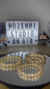 HG059 Gelang Kristal Champagne Mutiara Ukuran Kilat Korean Japanese Style