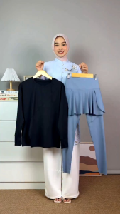 Legging Rok Olahraga Wanita Skirt Jersey Premium – Legging Rok Sport Wanita Skirt Jogging Senam Aerobik Renang Sepeda Lari Nyaman Tebal dan Super Lentur