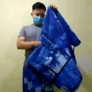 Jas Hujan SNDR Taslan: Jas Hujan Saku Kangguru Pria Wanita Dewasa Anti Air Bahan 100% Taslan