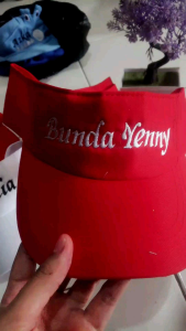 Topi Senam Anak Perempuan Topi Bolong Free Bordir Nama