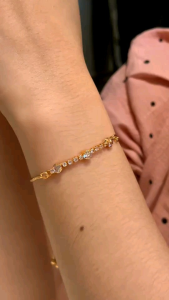 Gelang Serut Listring Fashion Wanita Titanium Lapis Emas Anti Karat