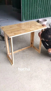 Bàn học gỗ xếp gấp gọn đa năng 4 cạnh mặt bàn được bo tròn