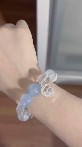 SG LOCAL - Original Design Crystal Bracelet - Celestial Serenity (Aquamarine)14mm big beads