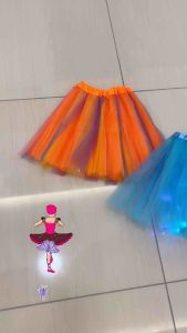 Fluffy 3 layers kids rainbow colour ballerina tutu skirt with LED & without LED | Warna pelangi ballet tutu skirt