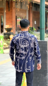 KEMEJA PREMIUM GENTHO NAVY BATIK FLORIST