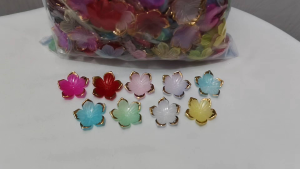 250grams (est.285pcs) Sakura Flower Resin Beads 28mm with Gold Acrylic Flower Charms for Jewelry Making Bracelets Necklaces Earrings DIY Crafts