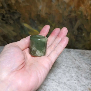 21.8mm Nephrite light greenish whitish thumb ring (with certificate) 21.8毫米和田玉青白扳指(带证书) Chinese amulet charm jewelry gifts