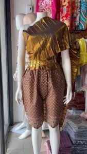 สไบผ้าไหม อัดพลีท จีบใหญ่ แม่การะเกด T0005