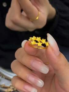 (Bebas beli 2 dapat bonus) C28 COD Cincin bunga manis emas mewat titanium wanita Korea