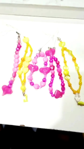Heart Beaded Colored Style Phone Hanging Chain & Keyring Chain Wallet