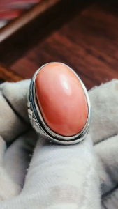 Natural Untreated Taiwan Pasific Sea Coral 30 Carat silver handmade ring