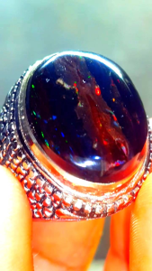 Cincin Batu Akik Black Opal Sempur Banten Top Jarong Natural