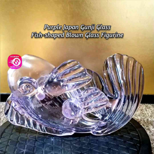 PURPLE JAPAN GUNJI FISH-SHAPED BLOWN GLASS FIGURINE • JAPAN SURPLUS • HOME DECOR
