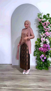 Stelan Kebaya Brokat Modern Rosella Selendang Mewah Terbaru Kekinian Elegan Pesta Wisuda Lamaran Kondangan Ibu Besan Hajat