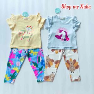 Bộ tay ngắn quần dài bé gái in hình Miwoo xuất Nhật chất cotton co giãn thoải mái